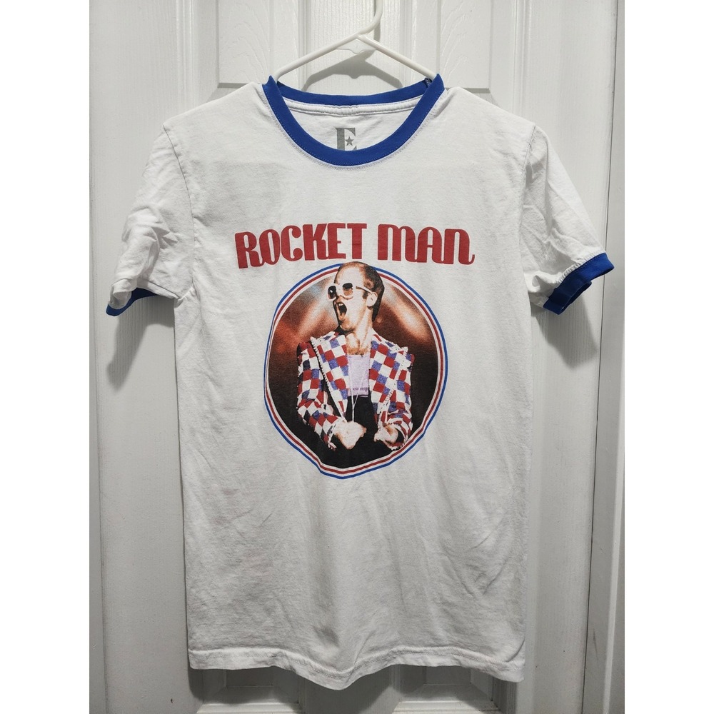 Elton John Rocket Man White Blue TShirt Official Tour Merch Size Small